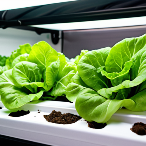 Home 7 **A vibrant close-up shot of lettuce growing in a Deep Water Culture (DWC) hydroponic system.** Focus on the healthy green leaves and the bubbling air stone in the nutrient solution. Emphasize the clean, soilless environment. Keywords: hydroponics, DWC, lettuce, fresh, healthy, soilless, gardening, nutrient solution, close-up, vibrant.