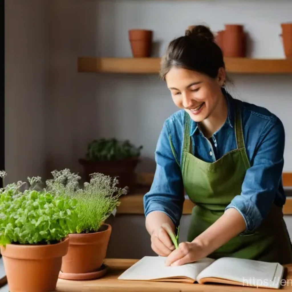 자급자족을 위한 동기 부여 전략 - **Prompt: Celebrating the First Sprout**
A young adult, perhaps a woman in her late 20s or early...