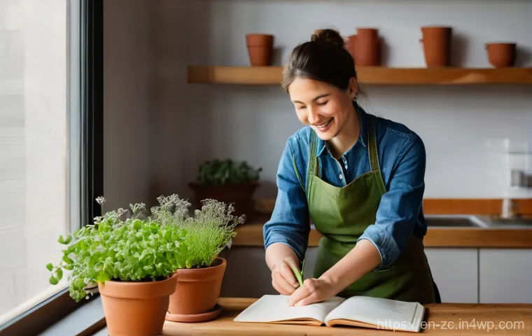 자급자족을 위한 동기 부여 전략 - **Prompt: Celebrating the First Sprout**
A young adult, perhaps a woman in her late 20s or early...