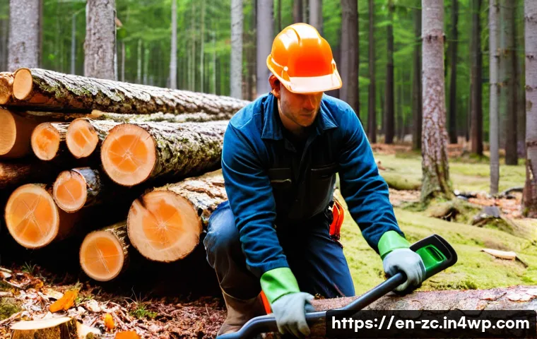 자급자족을 위한 임업 기술 - **Prompt 1: The Equipped Woodland Worker**
A rugged and focused woodland worker, either male or ...